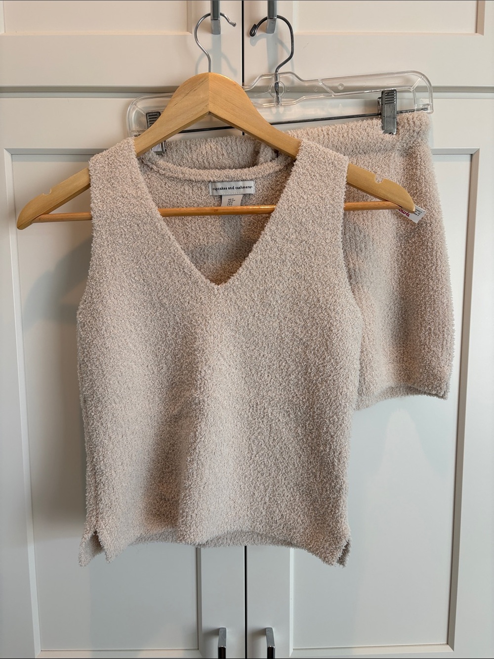 Cozy Beige Knit Tank and Short Lounge Set